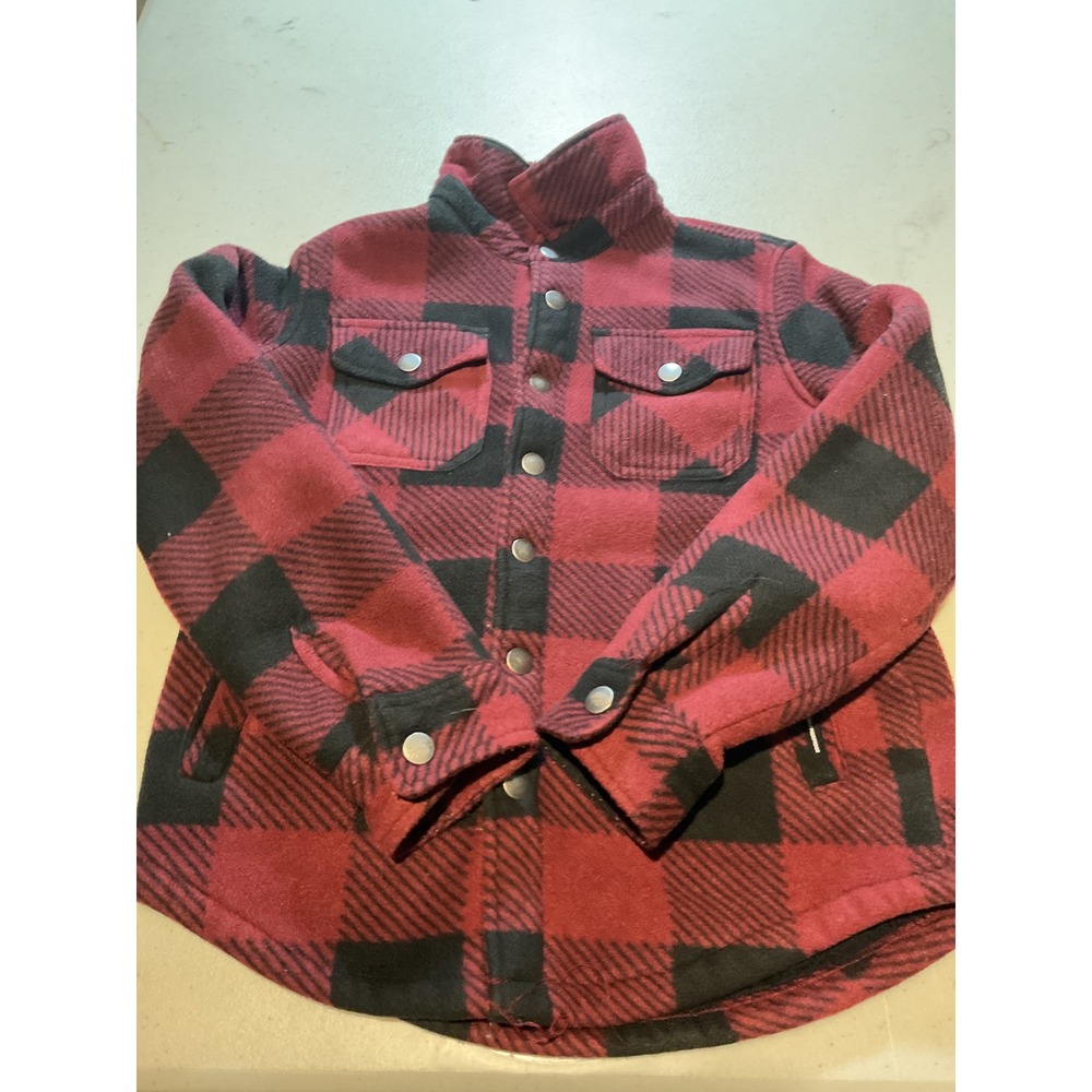 Weatherproof Boys Red Black Buffalo Plaid Fleece Sherpa Lined Shirt‎ Jacket 8